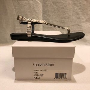 New Calvin Klein Samina Sandals Black/White Sz 7.5